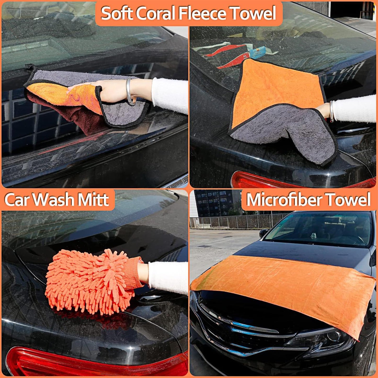 THINKWORK Car Cleaning Kit, Car Washing Kits for Vehicles, Car Detailing Kit Suitable for Small and Medium Vehicles Such As Cars, Trucks, Suvs(17pcs)