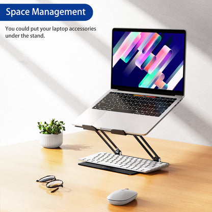 BESIGN LS10 Aluminum Laptop Stand, Ergonomic Adjustable Notebook Stand, Computer Holder Compatible with Air, Pro, Dell, HP, Lenovo More 10-14" Laptops, Black