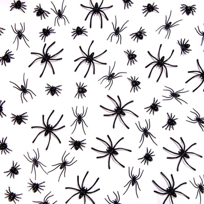 JIALWEN 120 Pieces Realistic Plastic Spiders 3 Sizes Small Spider Toys Black Fake Spiders Halloween Prank Props for Halloween Home Party Decorations