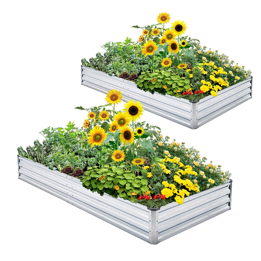 Mofesun Galvanized Raised Garden Bed 2pcs Pack - Metal Raised Bed Garden Kit 4'x8'x1' for Flower Planters, Vegetables Herb
