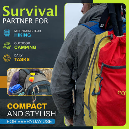 Firebiner 6-in-1 Fire-Starting Carabiner EDC Emergency Multitool -Keychain,Utility Blade,Bottle Opener,& More-Camo Gray