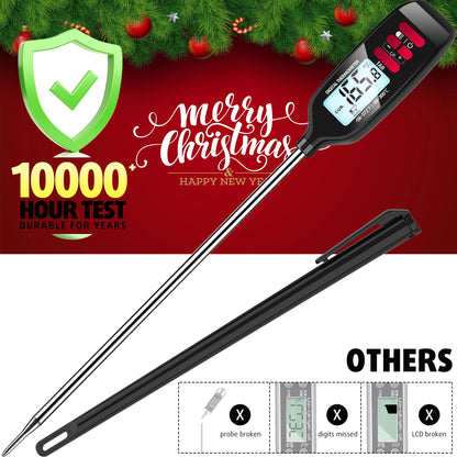 Antonki Meat Thermometer Digital, Smart Instant Read Food Thermometer with Super Long Probe for Cooking Grilling Baking Kitchen Candy BBQ Oil Liquid, Backlit Display, Battery Included