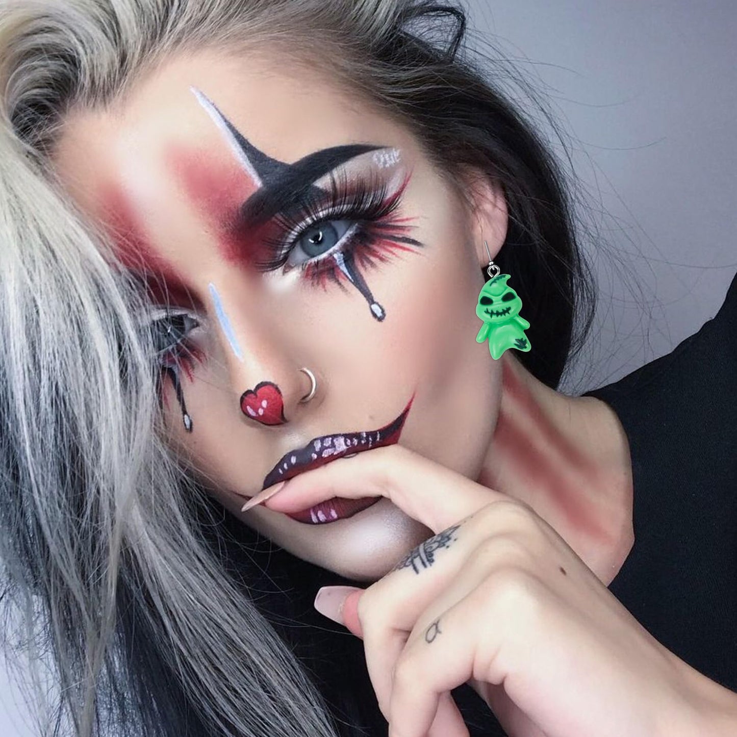 DAYANEY Halloween Earrings for Women Ghostface Earings as Nightmare Movie Before Chrsitmas Gifts, Green Ghost Earrings for Girls Cute Boogcy Costume Halloween Accessories Christmas Jewelry