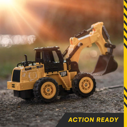 Top Race 5-Channel Fully Functional Remote Control Excavator - 1:24 Scale RC Construction Truck Toy with Multi-Directional Movement for Kids - Digger Toy for Boys and Girls Ages 3 and Up