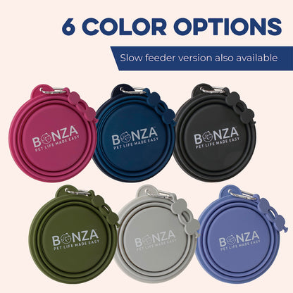 Bonza X-Large Collapsible Dog Bowl, 1500 ML Reinforced Rim, with Carabiner - Dog Travel Bowl - Portable, Collapsible - Hiking, Car, Traveling