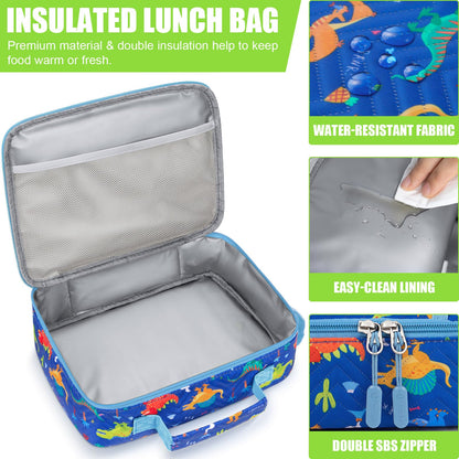 Fimibuke Kids Bento Lunch Box with 4 Compartments, Insulated lunch Bag, Stainless Steel Insulated Water Bottle, Ice Pack & Utensils Set, Birthday Gifts for Ages 3-12 Back to School Toddler Girls Boys