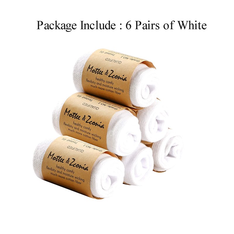 Mottee&Zconia No Show Low Cut Socks for Mens/Womens Casual Sports No See invisible Non-Slide White Socks 6 Pack Size8-11