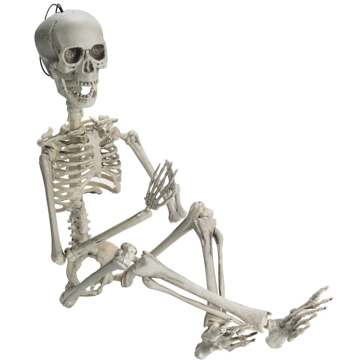 PREXTEX Skeleton Halloween & Day of The Dead Decoration for Home and Office - 19 Inch Posable Plastic Small Skeleton Toy Halloween Décor with Movable/Bendable Joints and 2 Sets of Body Accessories