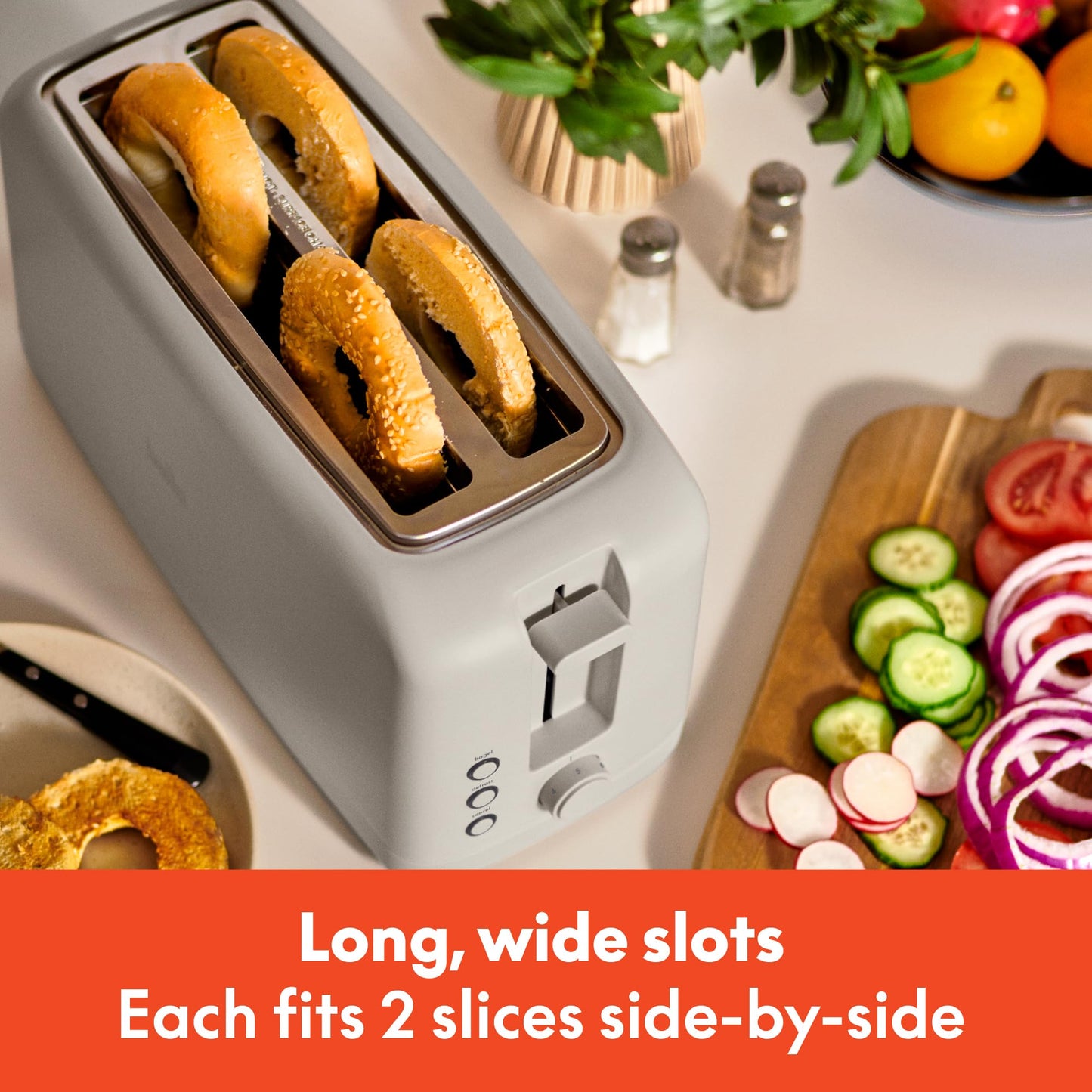 bella 2 Slice Slim Toaster, Fits-anywhere™ Kitchenware, 6 Setting Shade Control with Reheat & Cancel Buttons, Fits sourdough, 10” Long Slot, Anti Jam & Auto Shutoff, 900 Watt, Surf
