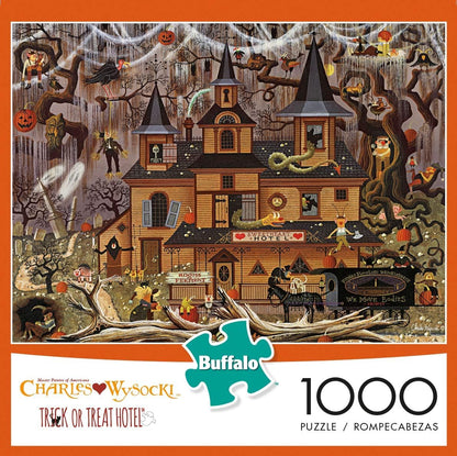 Buffalo Games - Charles Wysocki - Trick or Treat Hotel - 1000 Piece Jigsaw Puzzle For Adults -Challenging Puzzle Perfect for Game Nights - Finished Size is 26.75 x 19.75