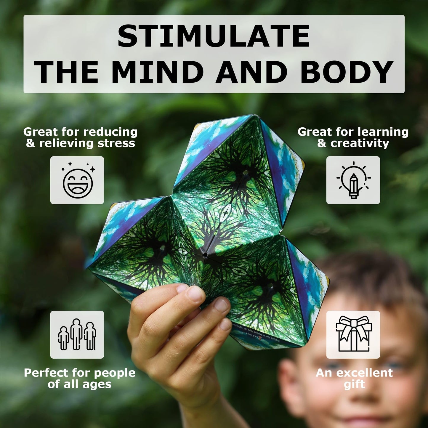 Shashibo Shape Shifting Box - Award-Winning, Patented Sensory Cube w/ 36 Rare Earth Magnets - Extraordinary 3D Magic Cube Cube Magnet Sensory Toy Transforms Into Over 70 Shapes (Spaced Out)