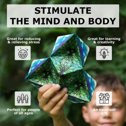 Shashibo Shape Shifting Box - Award-Winning, Patented Sensory Cube w/ 36 Rare Earth Magnets - Extraordinary 3D Magic Cube Cube Magnet Sensory Toy Transforms Into Over 70 Shapes (Spaced Out)