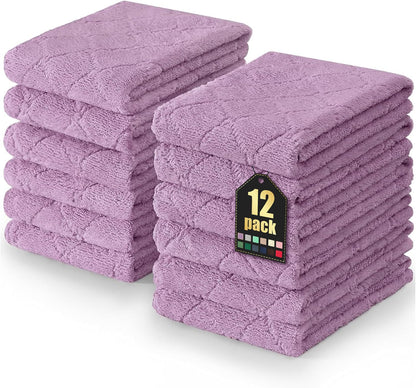Homaxy 12 Pack Kitchen Dish Cloths (10 x 10 Inches, Grey), Super Soft and Absorbent Coral Velvet Dish Towels, Nonstick Oil Fast Drying Microfiber Cleaning Cloth, No Lint Household Dishcloths