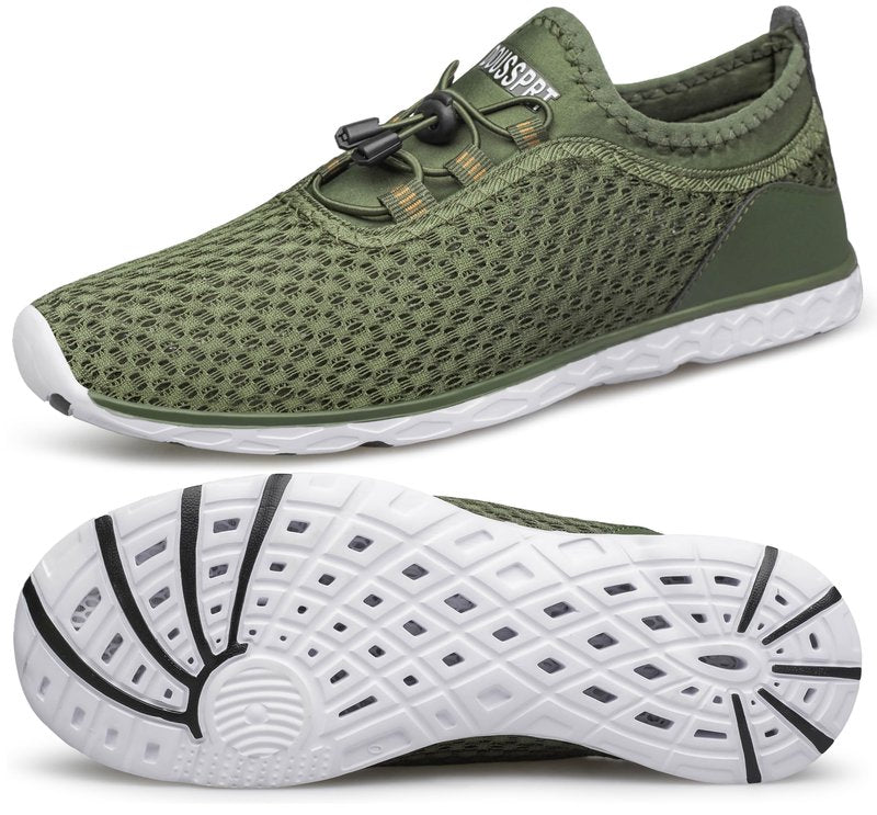 DOUSSPRT Men's Water Shoes Quick Drying Sports Aqua Shoes DarkGreen Size 11