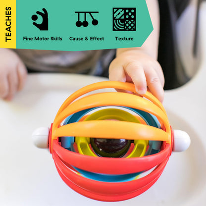 Baby Einstein, Sticky Spinner Booster & High Chair Activity Toy, Rattle, Sensory Play, Visual Stimulation, Spinning Wheel, Suction Cup Base, BPA-Free, Ages 3 Months+