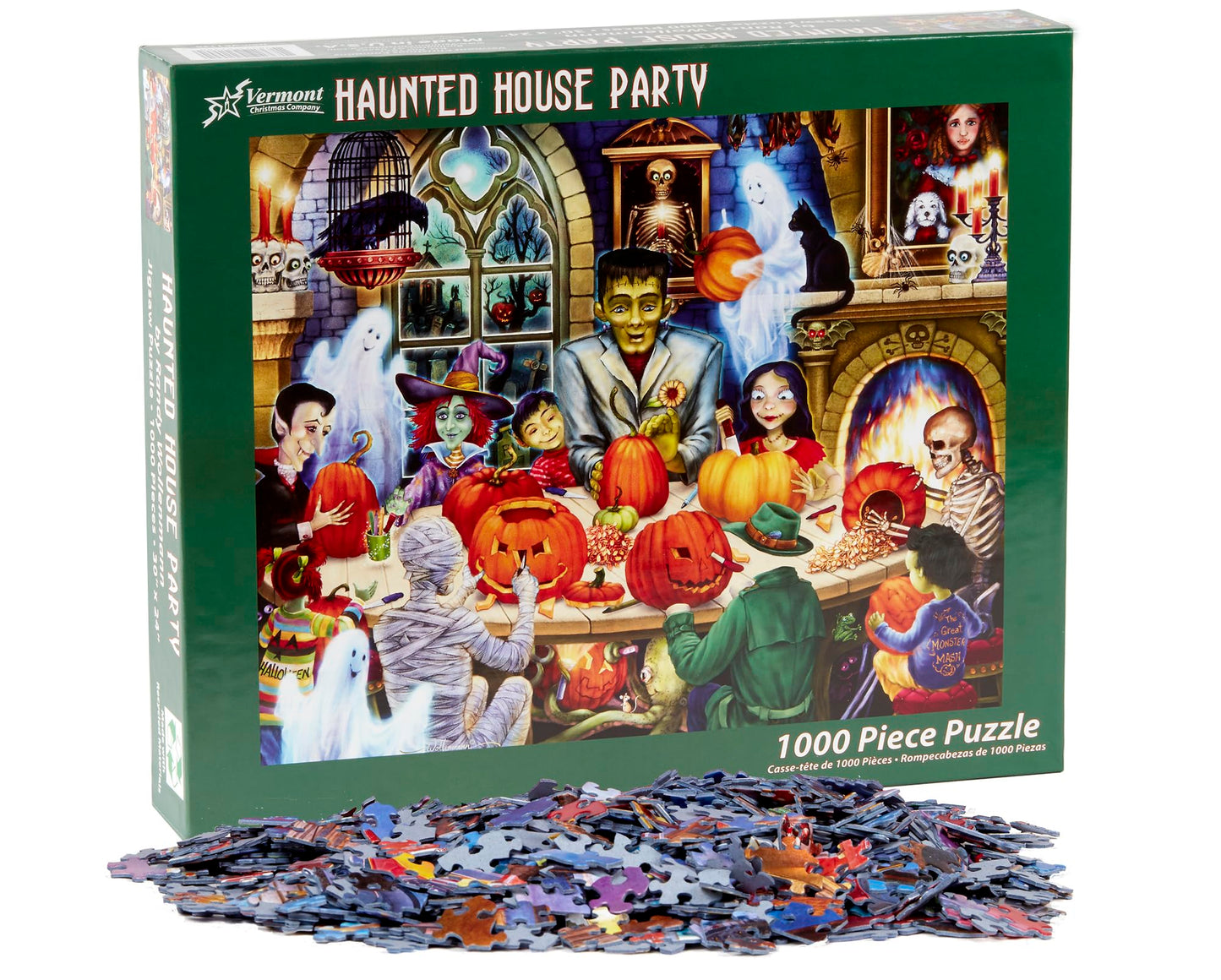 Halloween Puzzle 1000 Pieces for Adults – Monster Puzzle with Haunted Houses, Ghosts, Pumpkins – Halloween Jigsaw Puzzles for Cozy Nights, Haunted House Party by Vermont Christmas Company