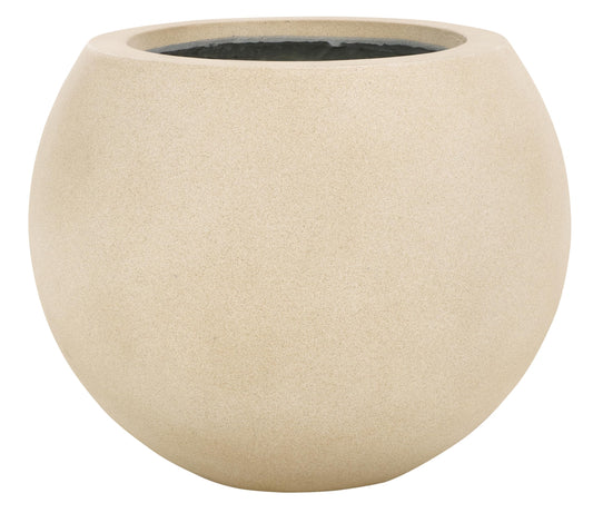 SAFAVIEH Outdoor - Kenslia Beige Ficonstone Planter Pot with Drainage Hole, Frost Resistant Decorative Orb Planter for Patio, Deck, Garden, 15.7" W x 15.7" D x 12.7" H (PAT1518B)