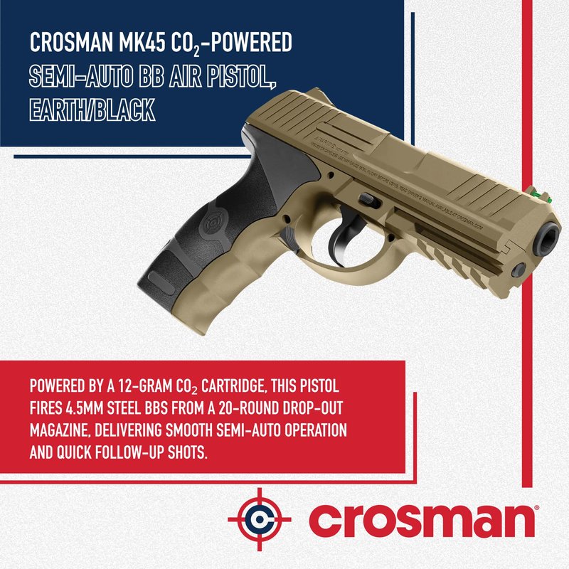 Crosman MK45 CO2 Powered Semi Auto Dual-Tone BB Air Pistol