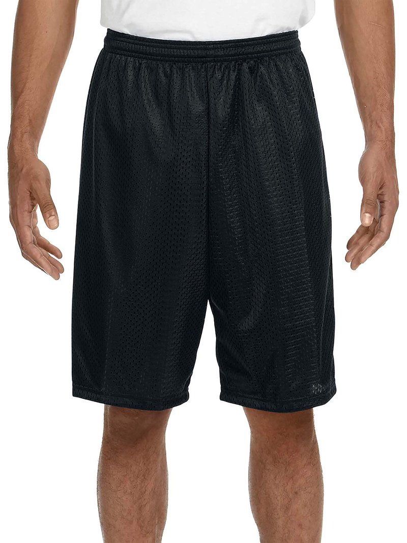 Hat and Beyond Mens Lightweight Basic Mesh Solid Basketball Jersey Workout Fitness Gym Shorts (Medium, 1ihb01_Black)