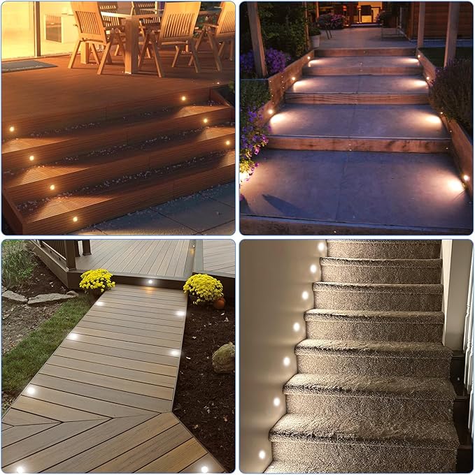 HIBOITEC Recessed LED Deck Light Kits, 1-Pack Recessed Outdoor Spotlights IP67 Waterproof Patio Lighting for Garden, Stairs, Wooden Deck Ceiling
