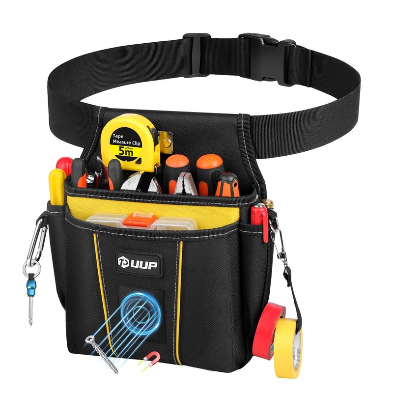 UUP Magnetic Tool Belt for Men, 10 Pockets Heavy Duty Tool Pouch, Magnet Holster Nails Utility Toolbelt Detachable Adjustable Waist Holder for Handyman Contractor Mechanic Plumber, Gifts for Men, Dad