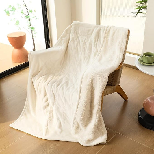 Heated Blanket Throw, Electric Throw Blanket with 5 Heating Levels & 4 Hours Auto Off, Soft Cozy Flannel Sherpa Electric Heated Blanket with ETL Certified for Office, 50"x60", White