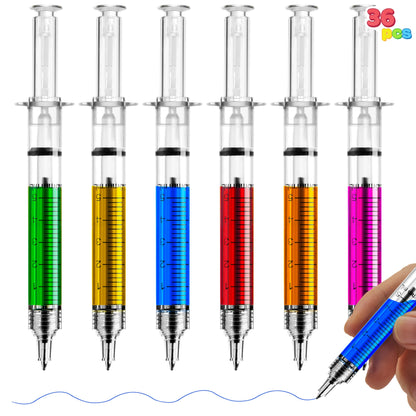 JOYIN 36pk Retractable- Syringe Pens Bulk Party Favors Fun Nurse Pens, Multi Color Novelty Nursing School Supplies, Halloween Party Favors