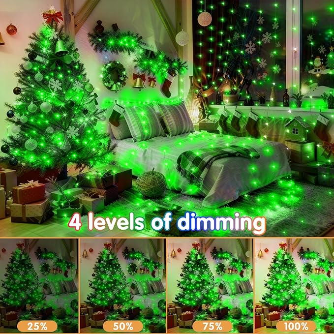 KNONEW 400FT Outdoor Christmas Fairy Lights Plug in,1200 LED String Lights Outdoor Waterproof 8 Modes Memory Times for Wedding Bedroom Walls Garden Trees Decoration(Green)