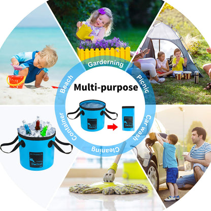 AUTODECO Collapsible Bucket 5 Gallon Container Folding Water Bucket Portable Wash Basin for Camping Fishing Travelling Outdoor Gardening Blue 1Pcs 20L