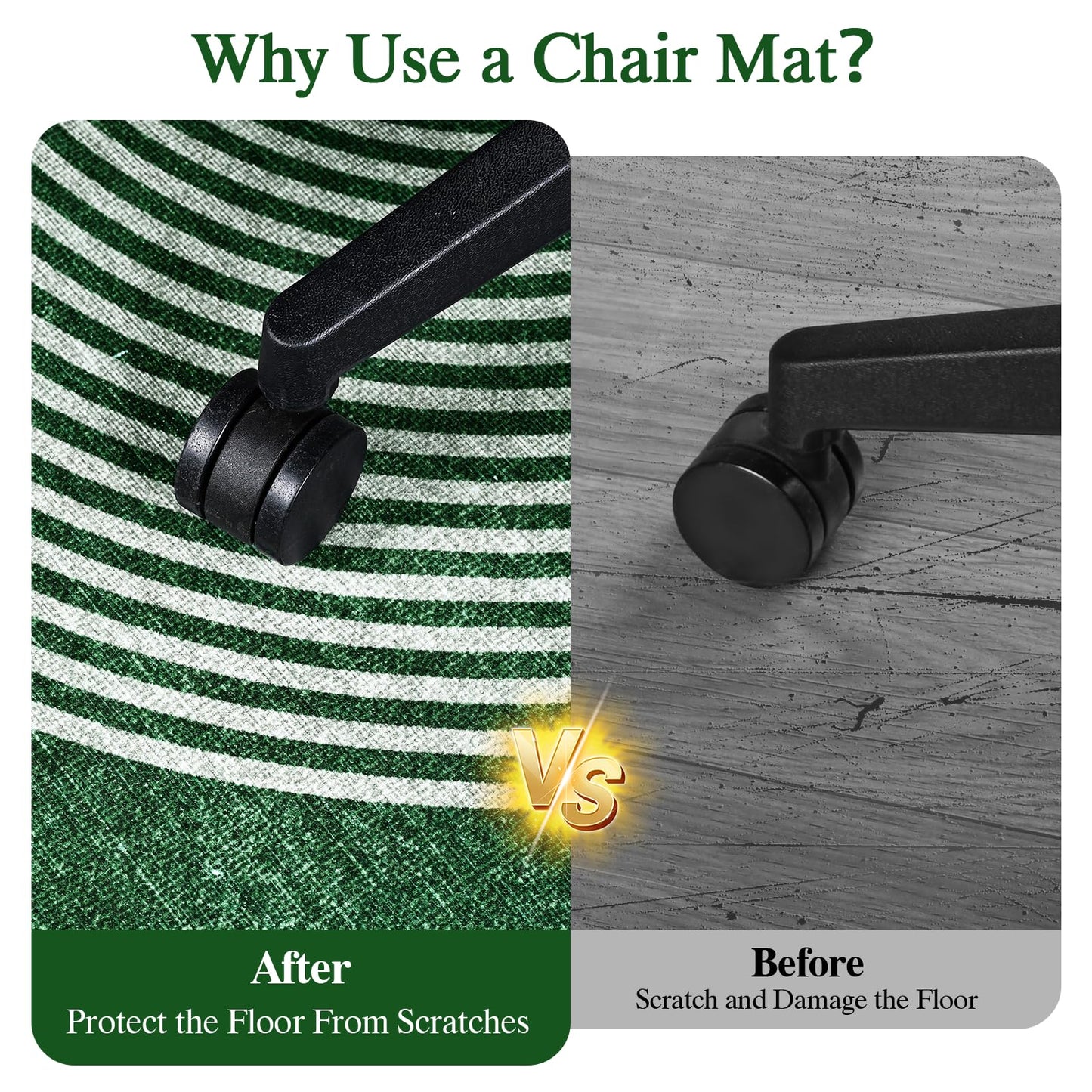 Office Chair Mat for Hardwood Floor & Tile Floor,48"X 60" Heavy Duty Desk Chair Mat for Hard Floors, Under Desk Rug for Rolling Computer Chair,Anti Slip,Low Pile Carpet Protector-Convex Geo Green
