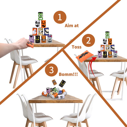 JOYIN 13 Pcs Halloween Carnival Can Bean Bag Toss Games for Kids & Adults Trick or Treat Decoration, Home Decor Party Favors Supplies, Homeschooling Backyard Game