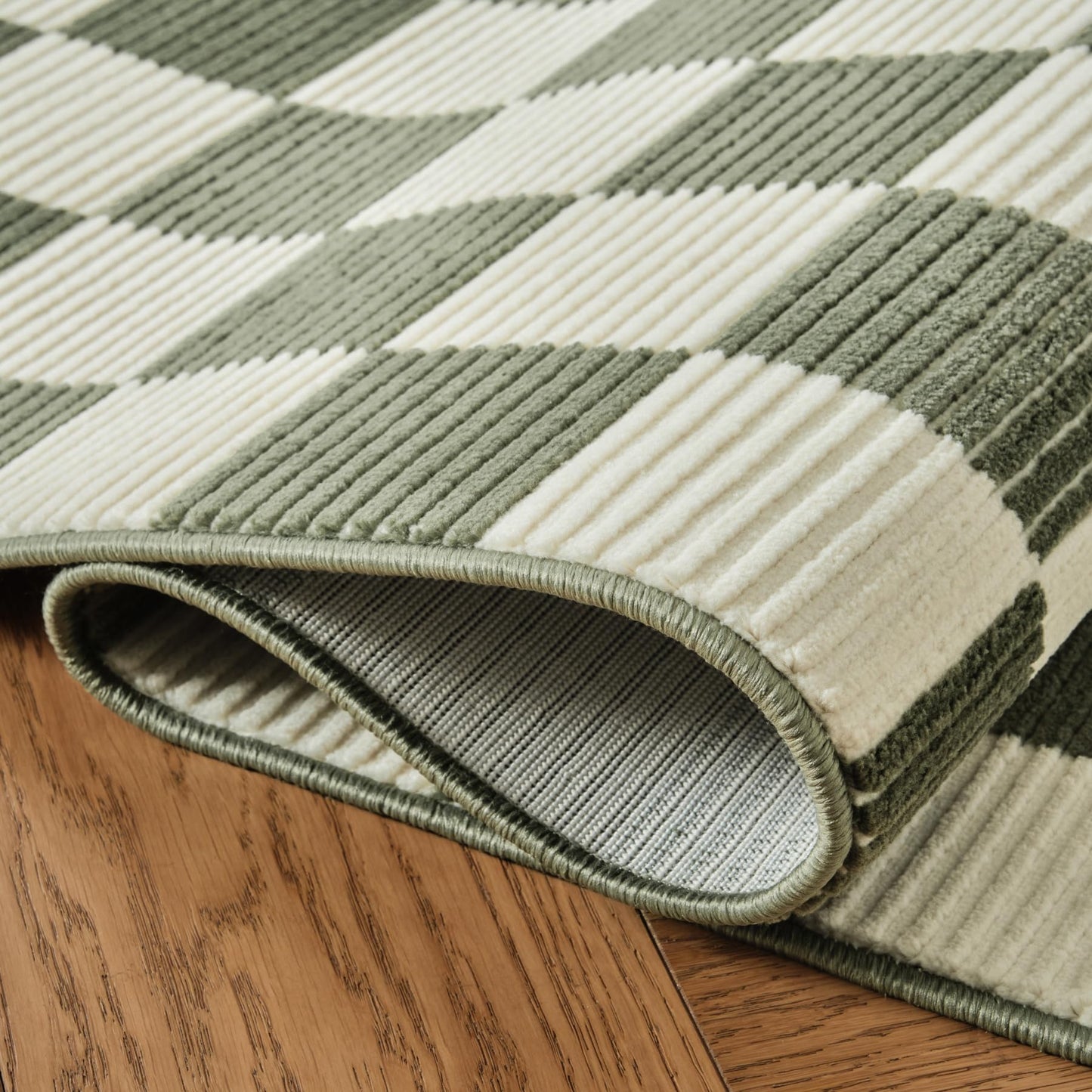 Revival Rugs Gambit 5'x8' Area Rugs for Living Room Bedroom Dining Room - Washable, 100% Recycled, Oeko-TEX Certified, Modern, Medium Pile, Green, Beige