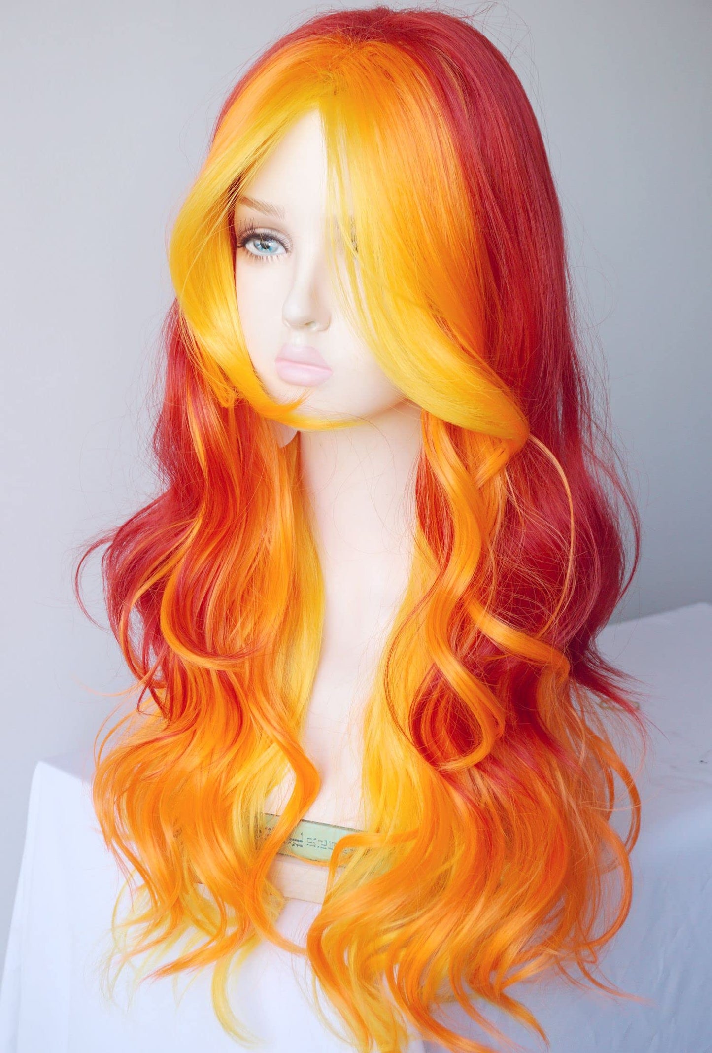 Orange yellow wigs for women costume Wig and flow curl orange ombrewigs synthetic wigs Halloween costume wig for women