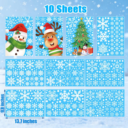 449PCS+ Christmas White Snowflakes Window Clings Decal Stickers Ornaments for Winter New Year Xmas Party Supplies Frozen Wonderland Decorations (10 Sheets)