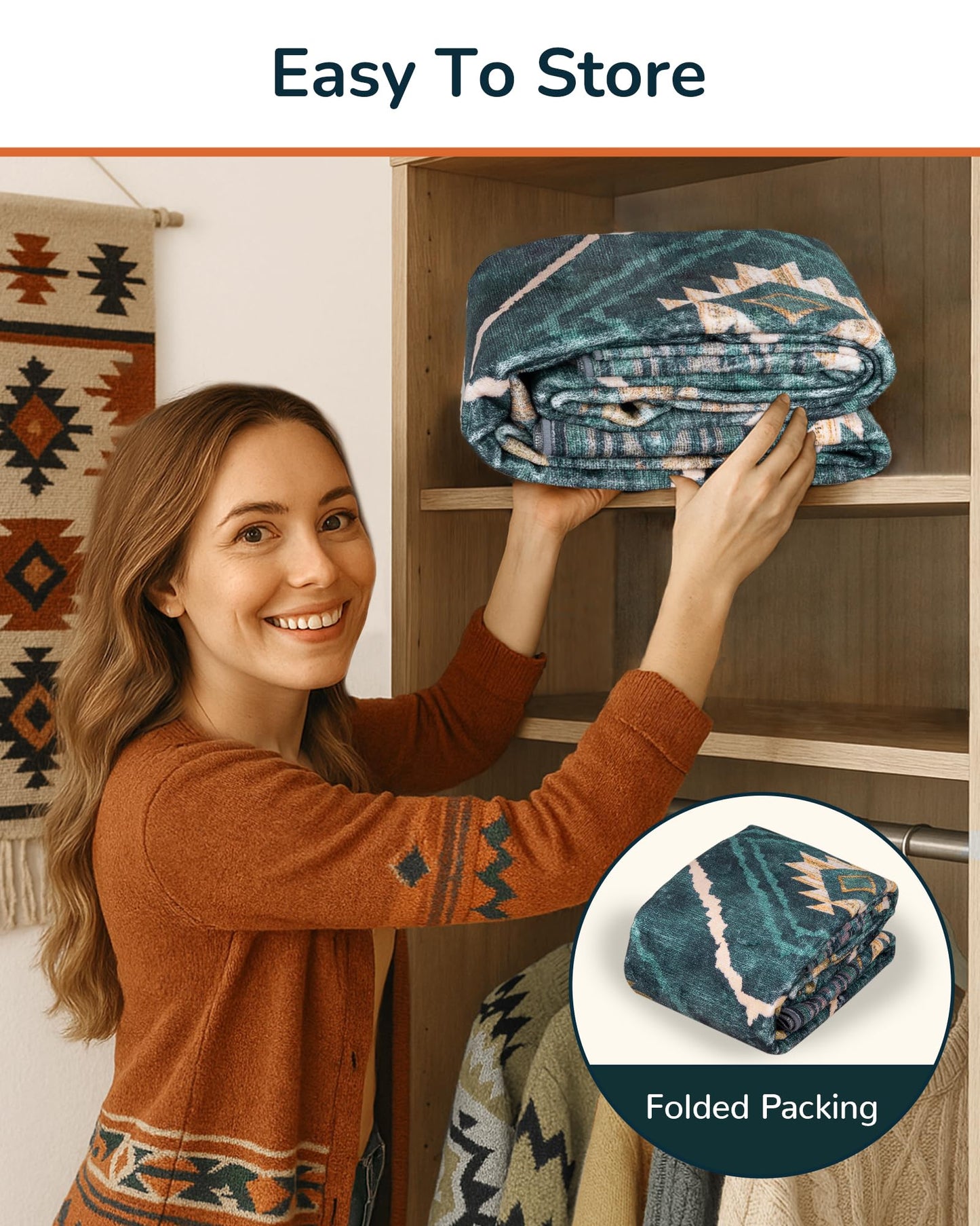 BESTSWEETIE Area Rug 5x7 Rug Machine Washable Non-Slip Low Pile Print Pattern Western Rug for Living Room Bedroom Entryway Tribal Series -Teal/Green