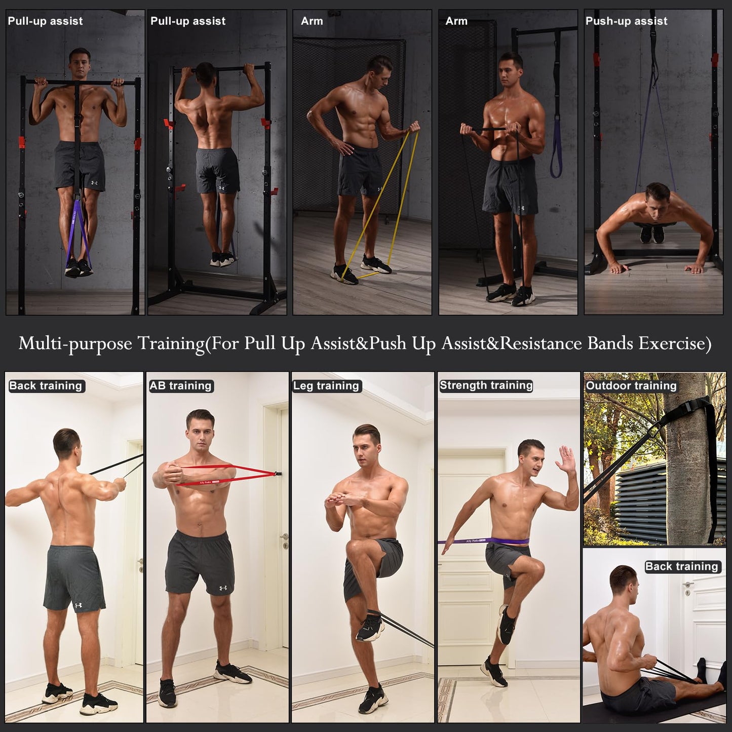 Ally Peaks Pull Up Assistance Bands System,Up to 410 lbs Assistance, Resistance Bands,Adjustable and Replaceable Pull Up Assist Band,Assisted Pull Up Resistance Bands for Pull Up Assist Push Up Assist