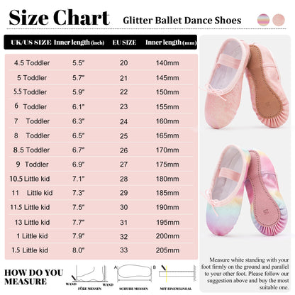Ballet Shoes for Girls Glitter Ballet Dance Shoes Leather Dance Slippers Full Sole Ballet Dance Flats for Childrens Kids Toddler for Dance Performance Gymnastics Pink 7 Little Kid