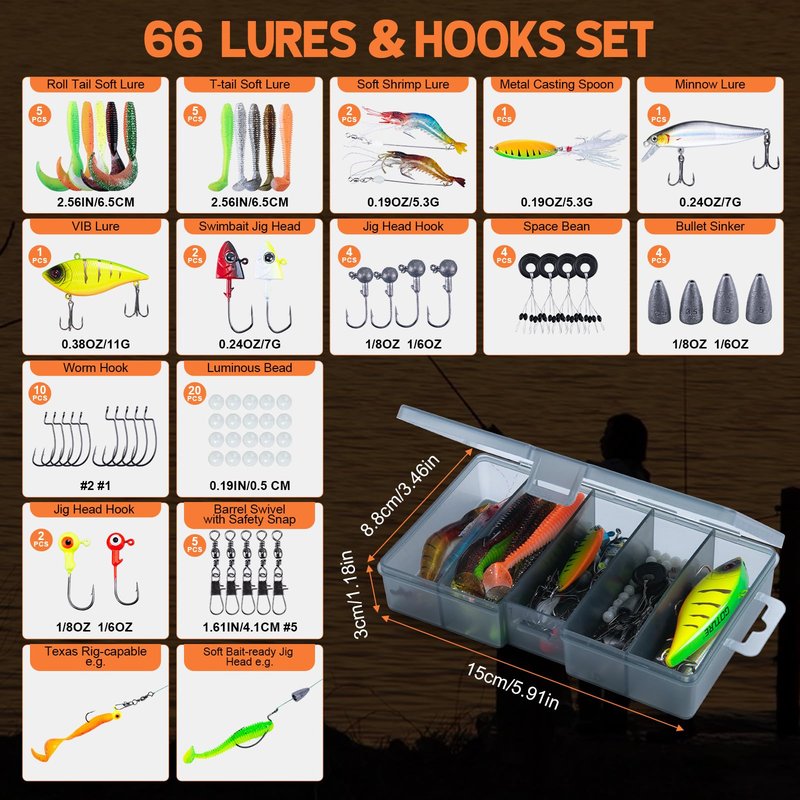 Goture Fishing Pole and Reel Combo, Portable Fishing Rod and Reel,Compact Fishing Gear for Travel, Lure Fishing Rod Combo Carbon Fiber 6-Piece Rod with Reel Lines Lures Tools and Storage Bag