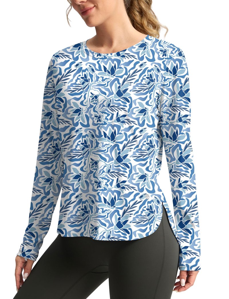 Women's Sun Shirts UPF 50+ Long Sleeve UV Protection Shirt Lightweight Quick Dry Workout Hiking Tops for Women(Peri Blue Freesia,M)