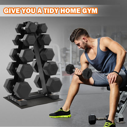Fitvids Fitvids Rubber Coated Hex Dumbbell Weight Set and Storage Rack, 100LBS, 150LBS or 200LBS Set, 5-20 lbs, 5-25 lbs, 10-30 lbs Pairs