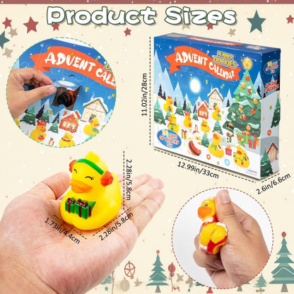 2025 Advent Calendar Christmas Ducks - 24pcs Rubber Duck Advent Calendar 24 Days of Christmas Countdown Toys for Xmas Party Favors Kids Toddlers