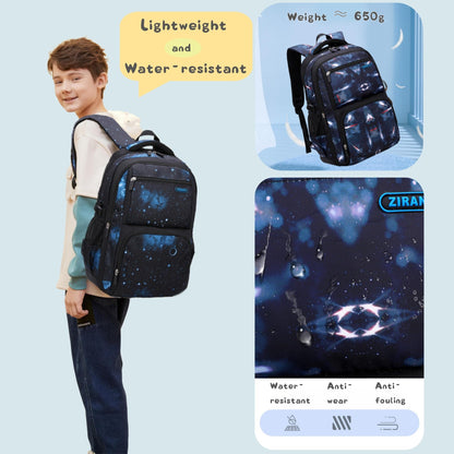 Galaxy-Print Backpack Rucksack for Boys Middle-School Elementary Bookbag