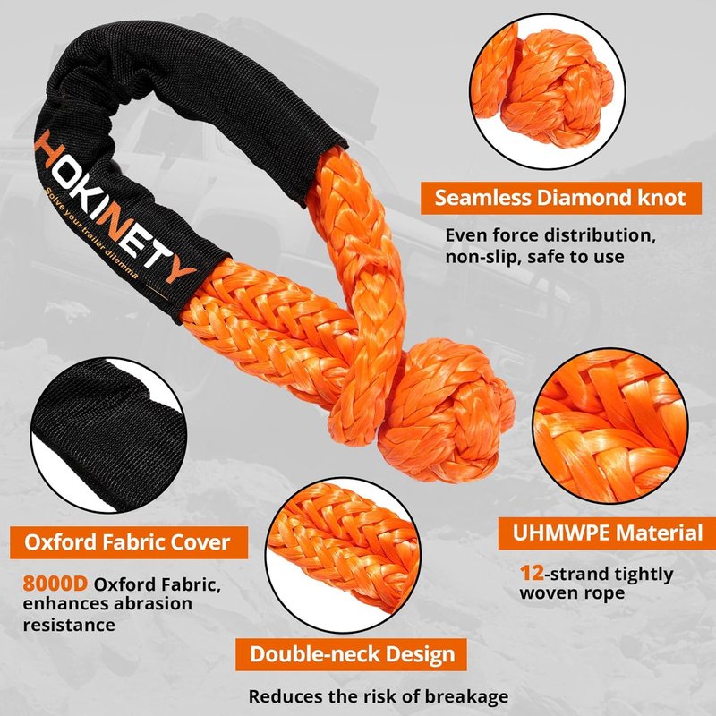 Kinetic Recovery Tow Rope - 1.26" x 30ft Heavy Duty Snatch Strap Kit for Trucks, SUVs, ATVs | Orange