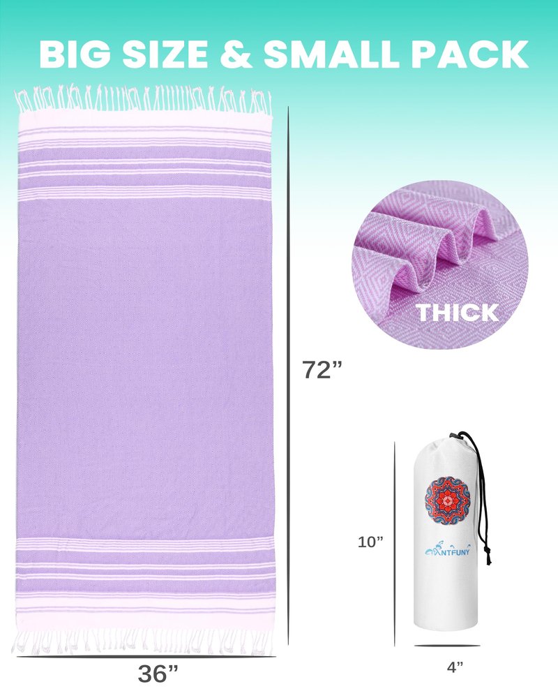 2 Pack Turkish Beach Towel Vacation Essentials Quick Dry Sand Free Soft Absorbent Adult Oversized Bath Pool Swim Long Wide Stripe Towel Sound Cloud Linen Sandfree Chamoi Mat Summer Thing Thin Travel