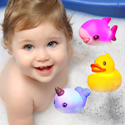 JOYIN 12 PCS Light Up Bath Toys, Toddler Flashing Colourful LED Bathtub Mermaid Toy, Baby Bathtime Floating Rubber Shower Gifts for Infant Kids Boy Girl Valentines Easter Gifts Swimming Pool Party