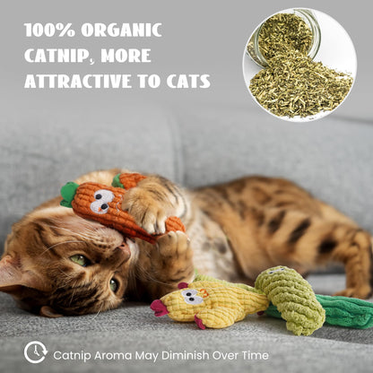 5 Pack Cactus Catnip Toys, 100% Pure Organic Catnip Filled Toys for Indoor Cats, Interactive Plush Chew Fun Without Cotton, Teething Soft Pet Toys for Kittens Kitty