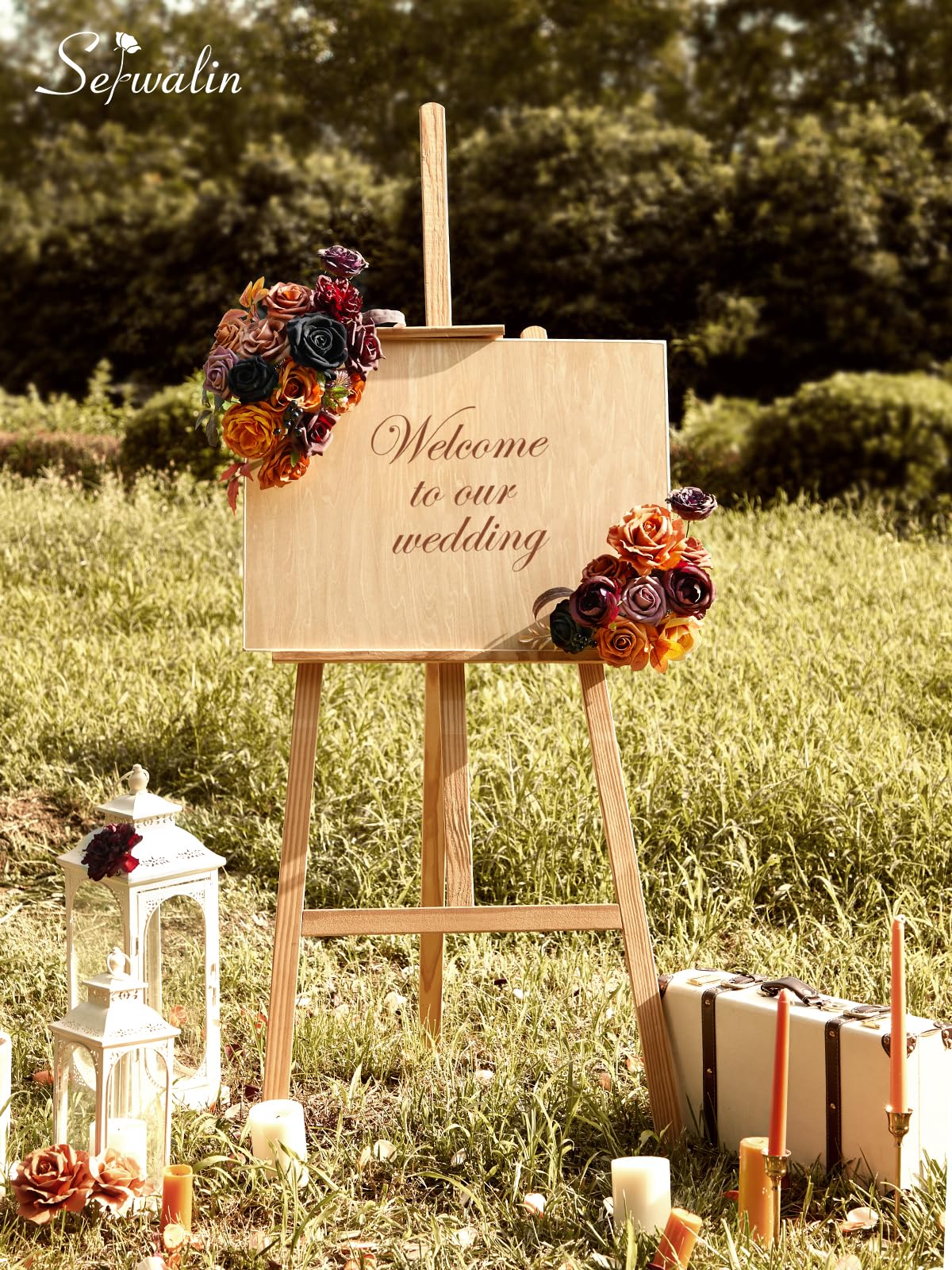 Serwalin Fall Aritificial Flowers Orange Silk Flowers Purple Black Roses Fake Flowers for DIY Centerpieces Boutonnieres Cake Fall Floral Home Decoration