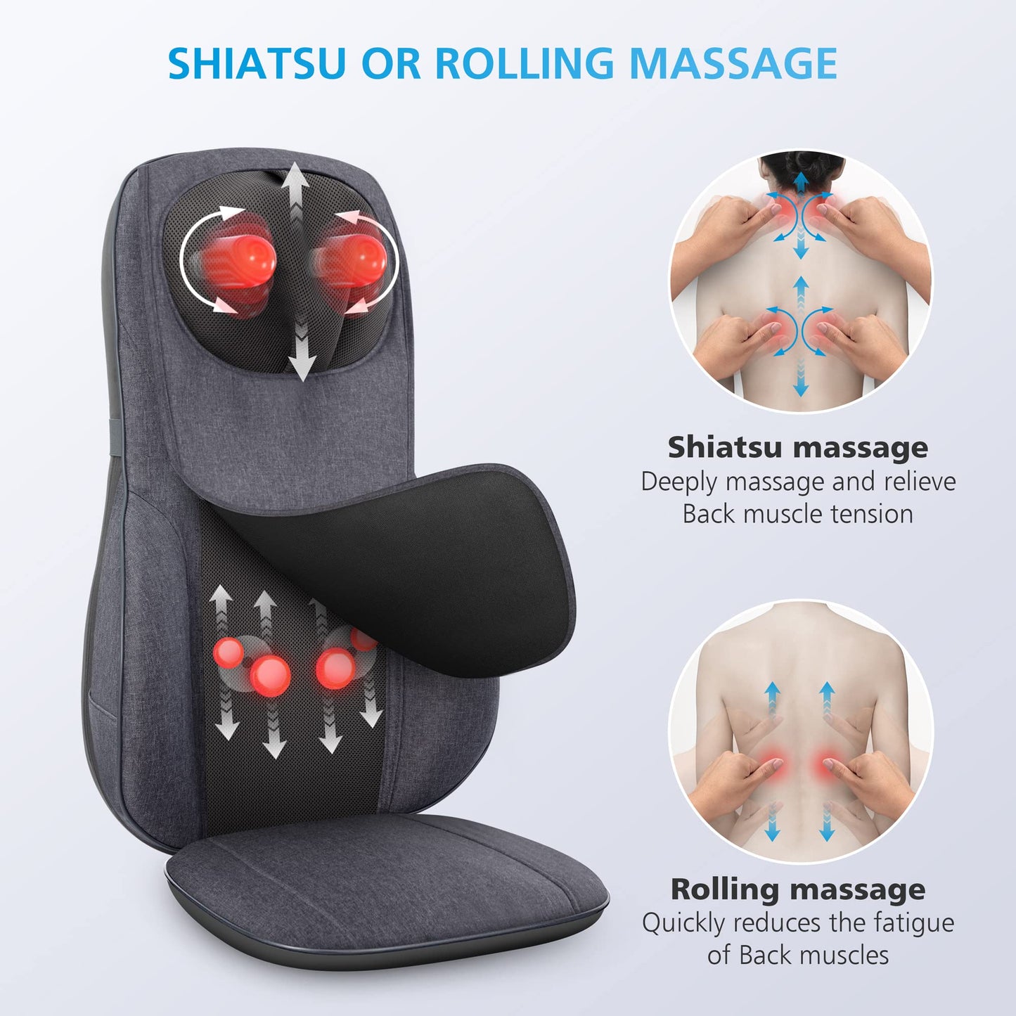COMFIER Shiatsu Neck Back Massager with Heat, Adjustable Massage Chair Pad Back Support Massage Seat Cushion for Full Body Massager Gifts for Dad