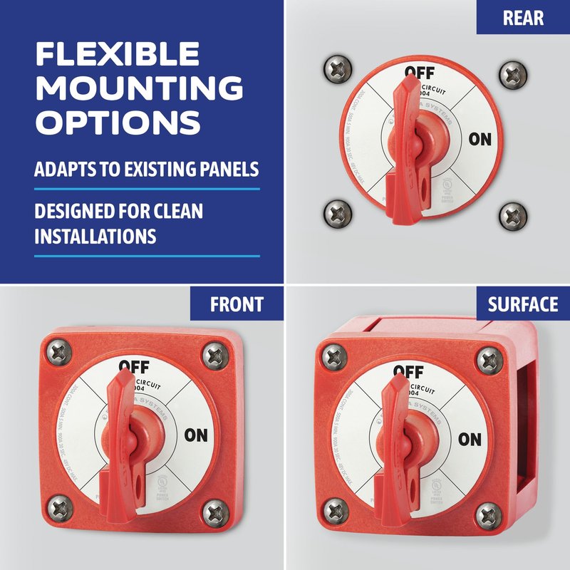 Blue Sea Systems On/Off Battery Isolator Switch With Locking Key, Red, 6004 m‑Series