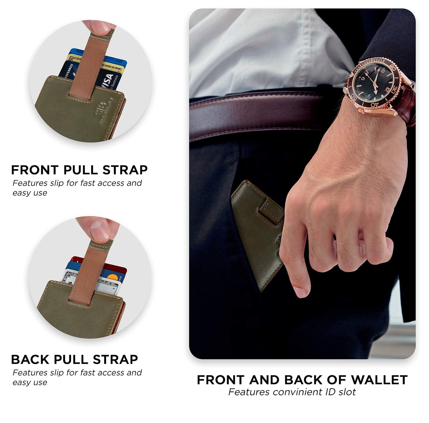 SERMAN BRANDS RFID Blocking Slim Money Clip Wallet – Leather Bifold Front Pocket Minimalist Mens Wallet with Money Clip for Men, Small Credit Card Holder Wallet - Travel Wallet with Gift Box